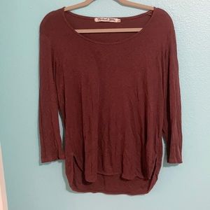Michael Stars Maroon 3/4 sleeve Shirt.